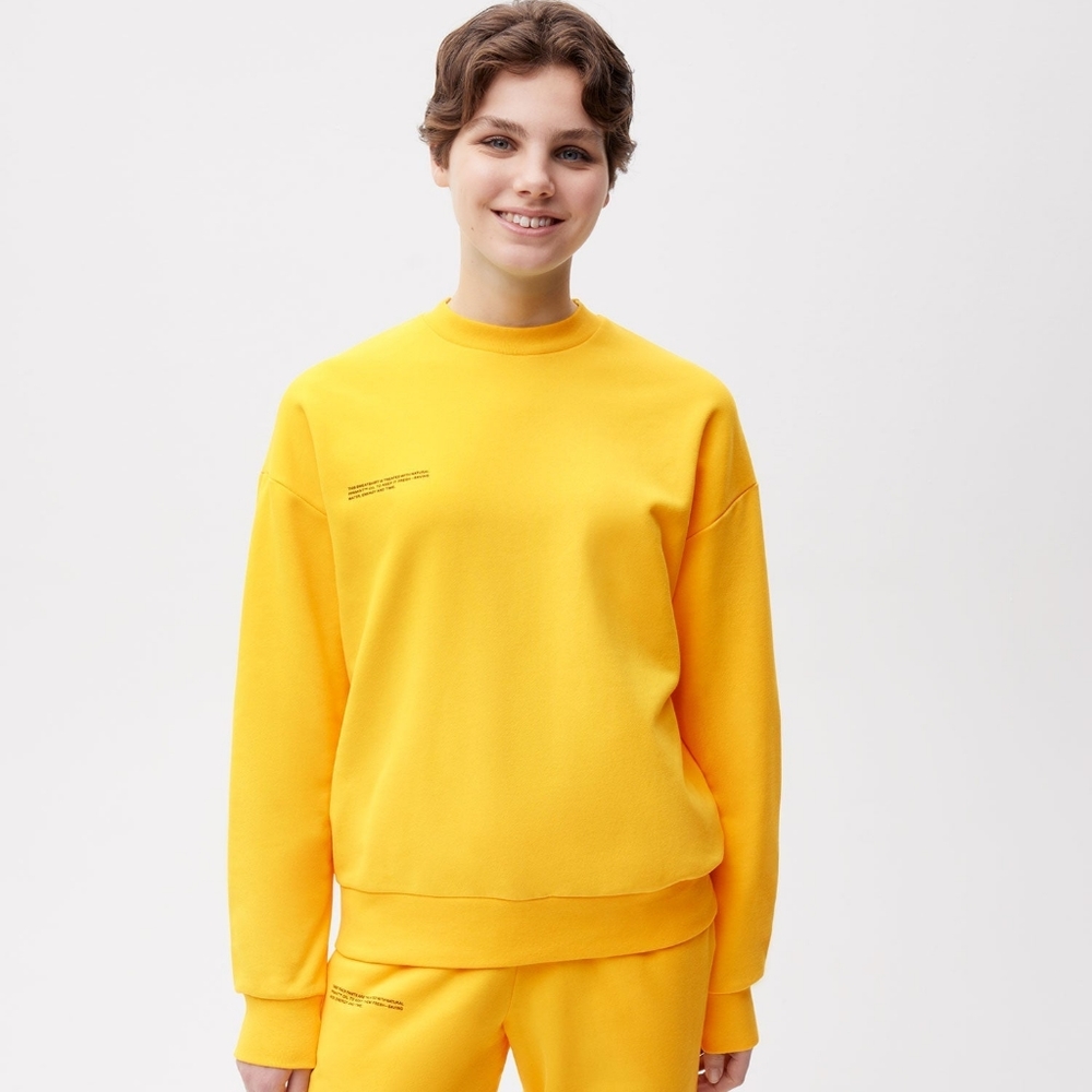 Pangaia sweatshirt, yellow sweater, relaxed fit